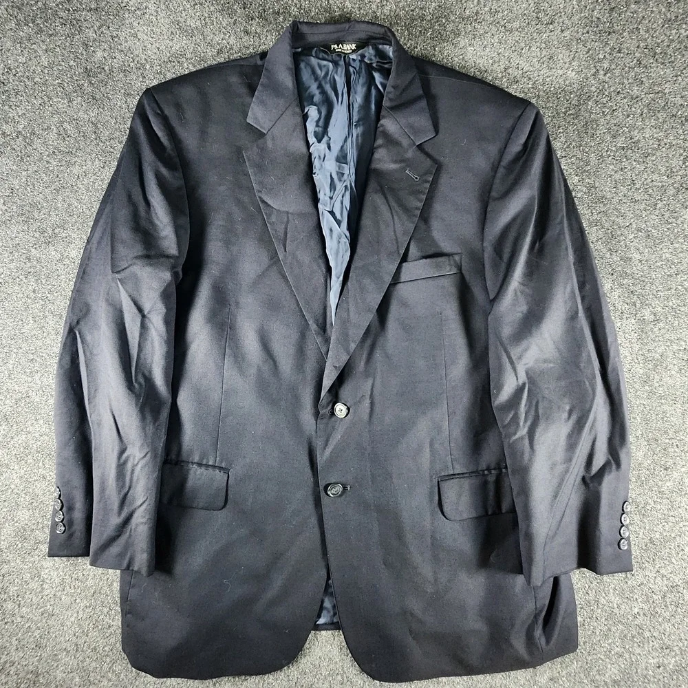 Jos A Bank Gordon Navy Blue Wool‎ Blazer Sport Coat Jacket Mens 44S